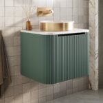 Scudo Linea Curve 600mm Reed Green Wall Hung Vanity Unit & Basin