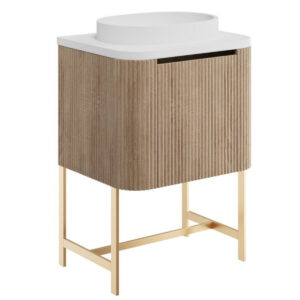Scudo Linea Curve 600mm Sonoma Oak Wall Vanity Unit with Basin & Frame