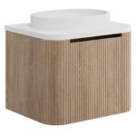 Scudo Linea Curve 600mm Sonoma Oak Wall Hung Vanity Unit & Basin