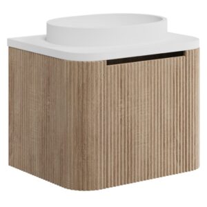 Scudo Linea Curve 600mm Sonoma Oak Wall Hung Vanity Unit & Basin
