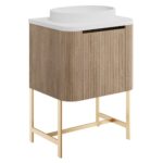 Scudo Linea Curve 600mm Sonoma Oak Wall Hung Vanity Unit & Basin