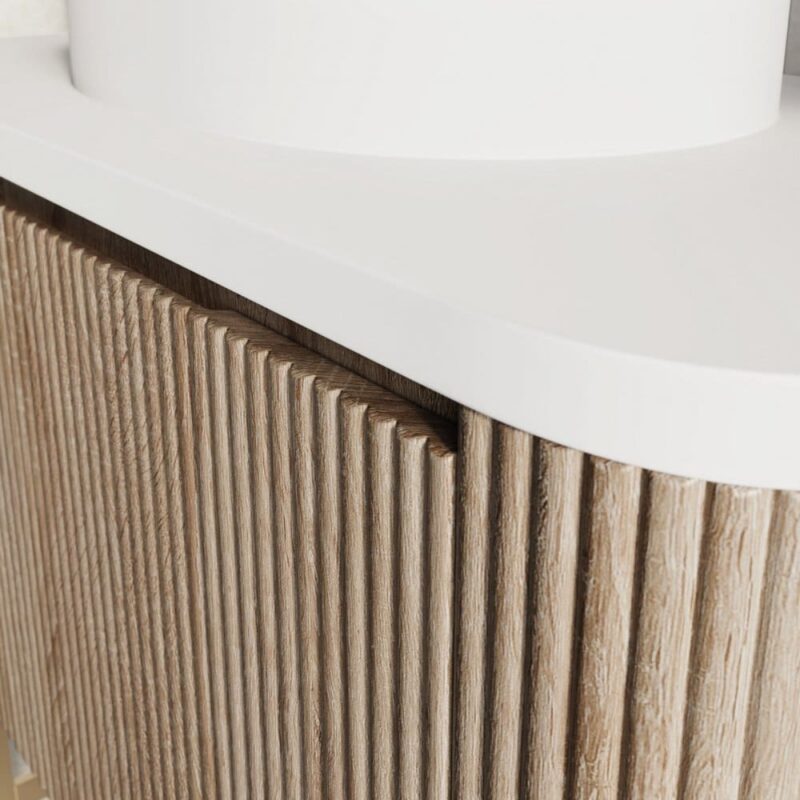Scudo Linea Curve 600mm Sonoma Oak Wall Hung Vanity Unit & Basin
