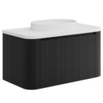 Scudo Linea Curve 900mm Matt Black Wall Hung Vanity Unit & Basin