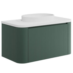 Scudo Linea Curve 900mm Reed Green Wall Hung Vanity Unit & Basin