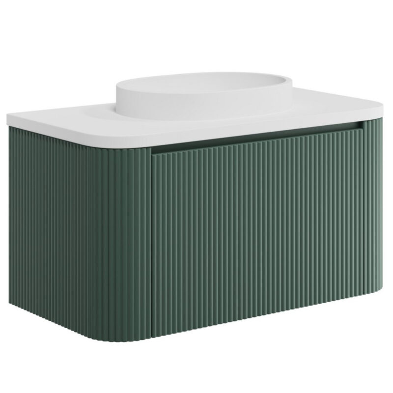 Scudo Linea Curve 900mm Reed Green Wall Hung Vanity Unit & Basin Scudo Linea Curve 900mm Reed Green Wall Hung Vanity Unit & Basin