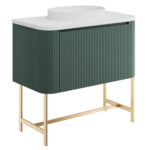 Scudo Linea Curve 900mm Reed Green Wall Vanity Unit with Basin & Frame