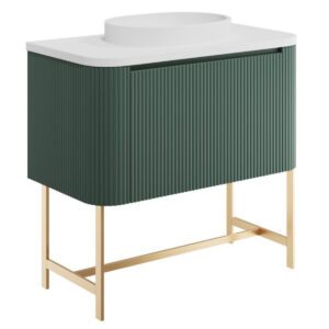 Scudo Linea Curve 900mm Reed Green Wall Vanity Unit with Basin & Frame