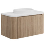 Scudo Linea Curve 900mm Sonoma Oak Wall Hung Vanity Unit & Basin