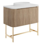 Scudo Linea Curve 900mm Sonoma Oak Wall Vanity Unit with Basin & Frame