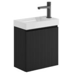 Scudo Linea 400mm Matt Black Wall Hung Cloakroom Vanity Unit & Basin
