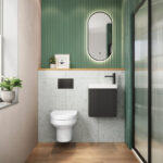 Scudo Linea 400mm Matt Black Wall Hung Cloakroom Vanity Unit & Basin