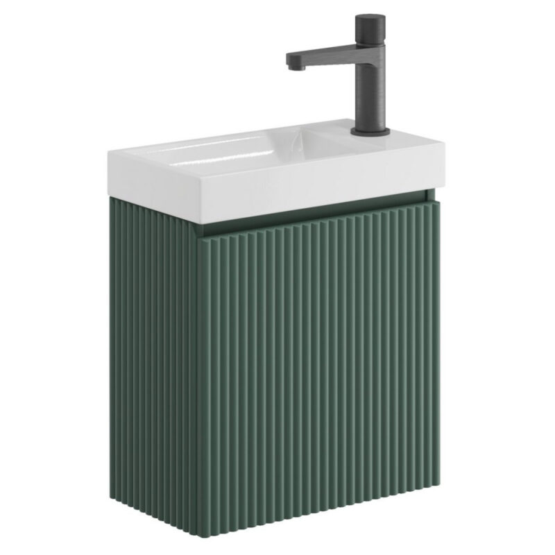 Scudo Linea 400mm Reed Green Wall Hung Cloakroom Vanity Unit & Basin Scudo Linea 400mm Reed Green Wall Hung Cloakroom Vanity Unit & Basin