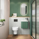 Scudo Linea 400mm Reed Green Wall Hung Cloakroom Vanity Unit & Basin