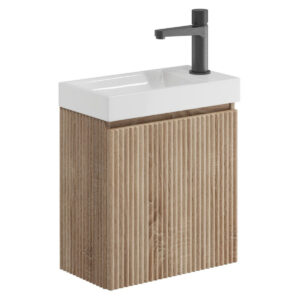 Scudo Linea 400mm Sonoma Oak Wall Hung Cloakroom Vanity Unit & Basin