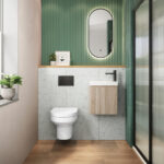 Scudo Linea 400mm Sonoma Oak Wall Hung Cloakroom Vanity Unit & Basin