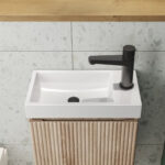 Scudo Linea 400mm Sonoma Oak Wall Hung Cloakroom Vanity Unit & Basin