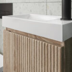 Scudo Linea 400mm Sonoma Oak Wall Hung Cloakroom Vanity Unit & Basin