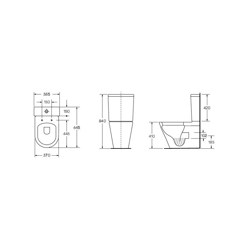 Scudo Linea Rimless Back to Wall Pan & Seat White