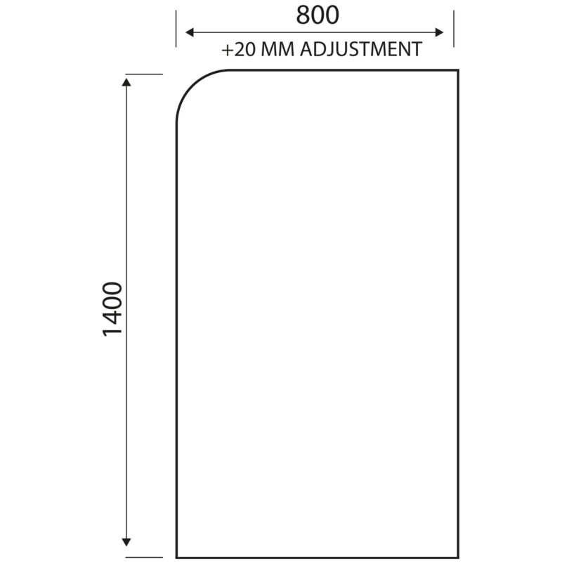 Scudo S6 Brushed Brass Radius Bath Screen 800x1400mm