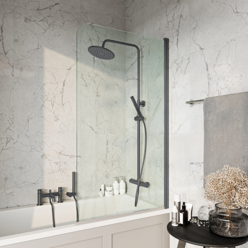 Scudo S6 Gunmetal Radius Bath Screen Scudo S6 Gunmetal Radius Bath Screen