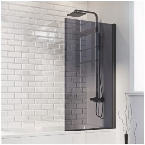 Scudo S6 Mono Square Edge Bath Screen 1400x800mm Black