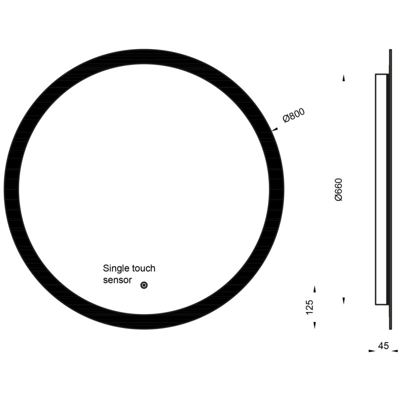 Scudo Lunar 800mm Round LED Mirror with Demister Pad
