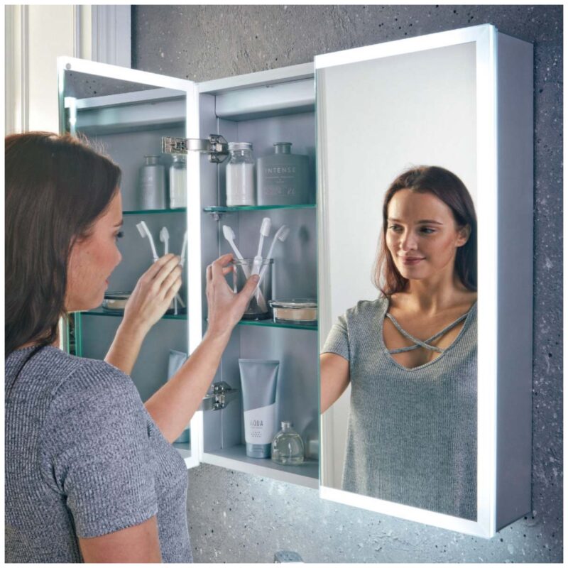 Scudo Mia 800x700mm LED Mirror Cabinet with Demister & Shaver Socket