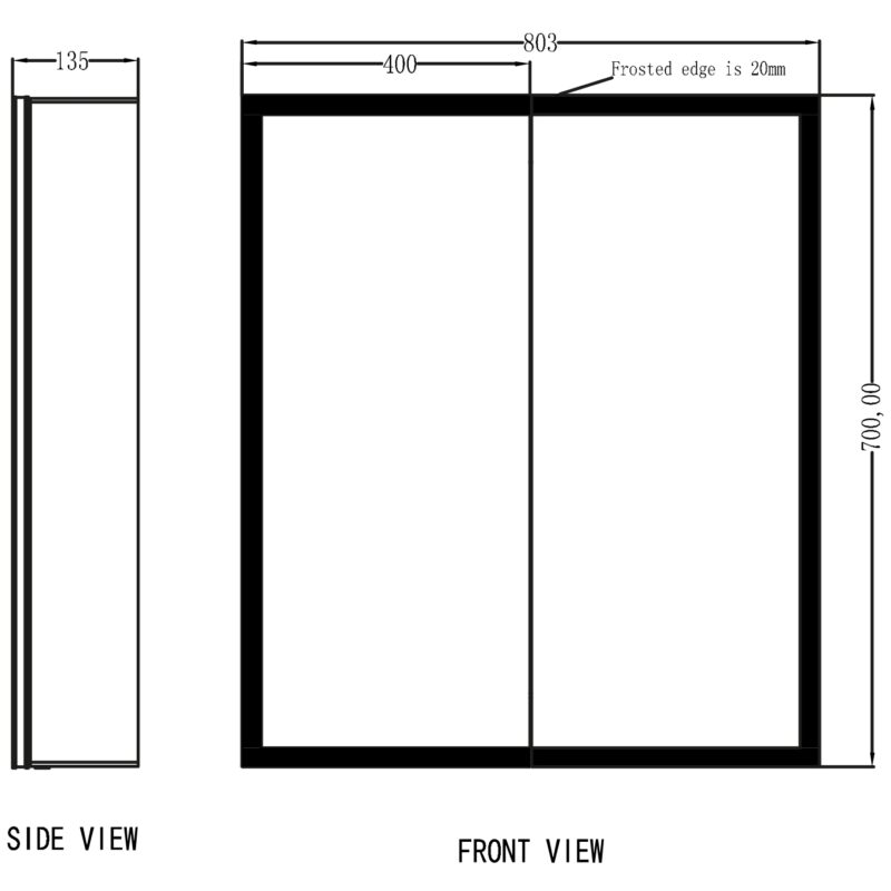 Scudo Mia 800x700mm LED Mirror Cabinet with Demister & Shaver Socket