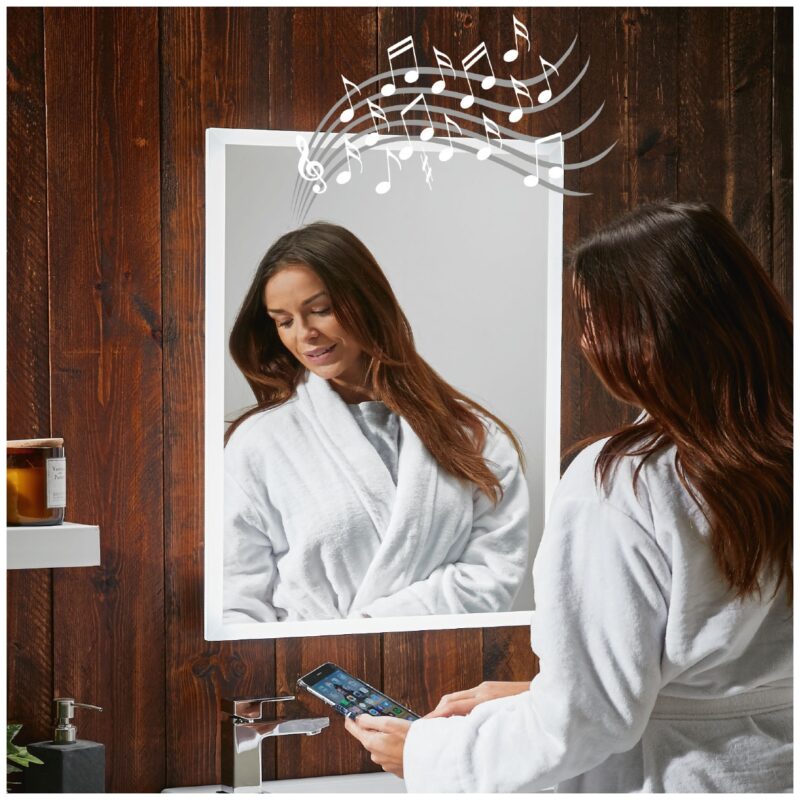Scudo Mosca 500x700mm LED Mirror with Demister, Socket & Bluetooth