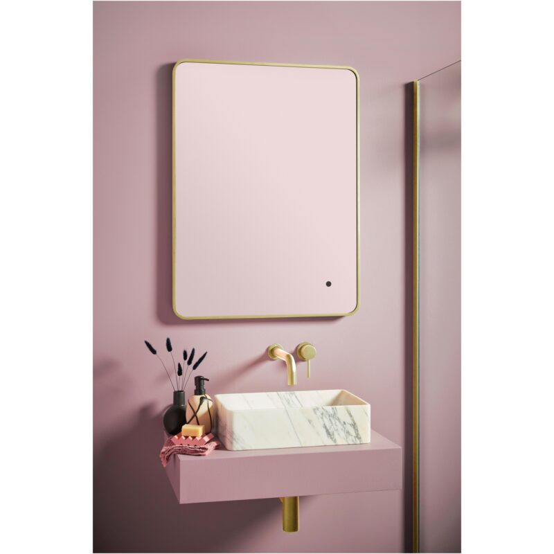 Scudo Alfie Soft Edge 500x700mm LED Mirror with Brushed Brass Frame