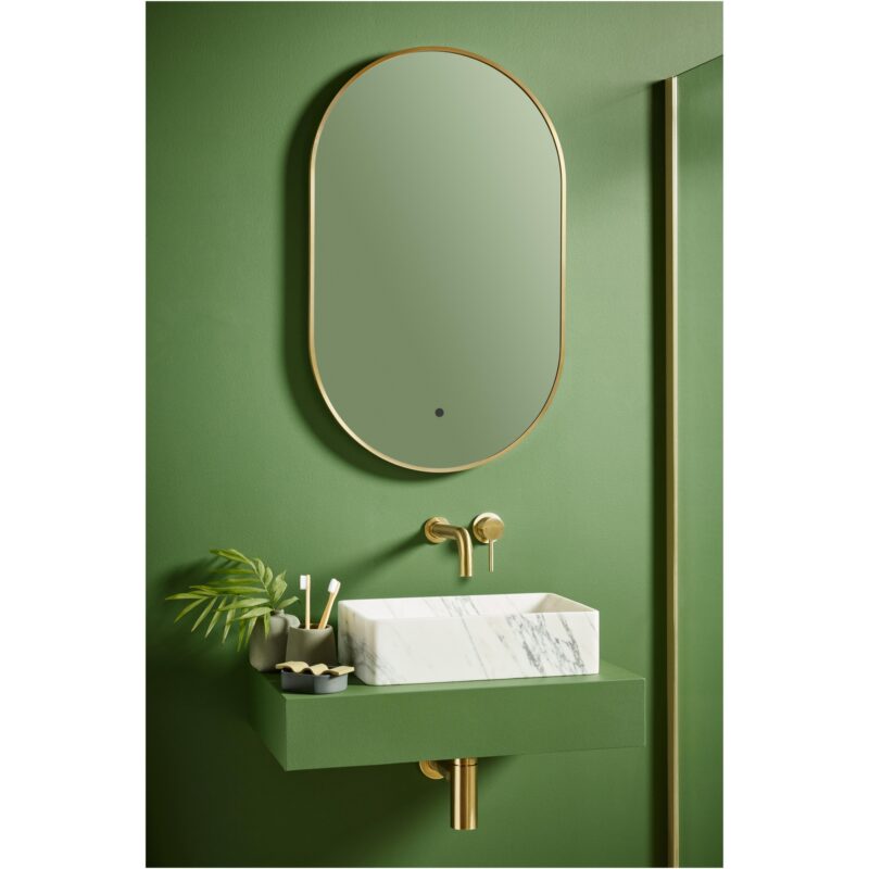 Scudo Aubrey 500x800mm LED Mirror with Brushed Brass Frame