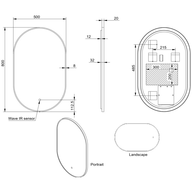 Scudo Aubrey 500x800mm LED Mirror with Brushed Brass Frame