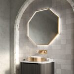 Scudo Passa 800 x 800mm Octagonal LED Mirror Brushed Brass