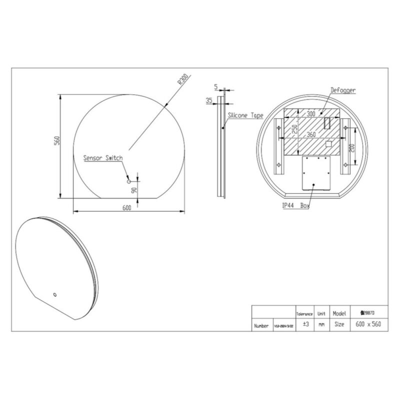 Scudo Alba 600 x 560mm LED Bathroom Mirror