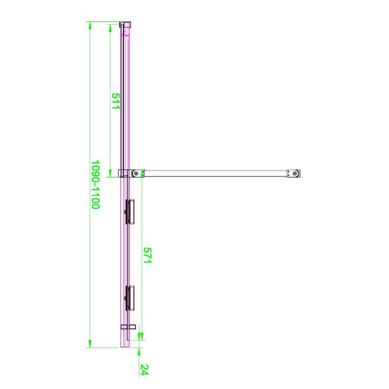 Scudo S8 Momentum 1100mm Gunmetal Sliding Wetroom Panel