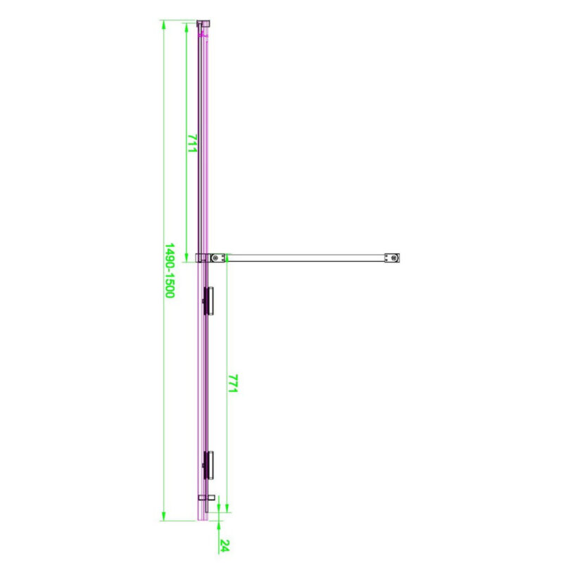Scudo S8 Momentum 1500mm Gunmetal Sliding Wetroom Panel