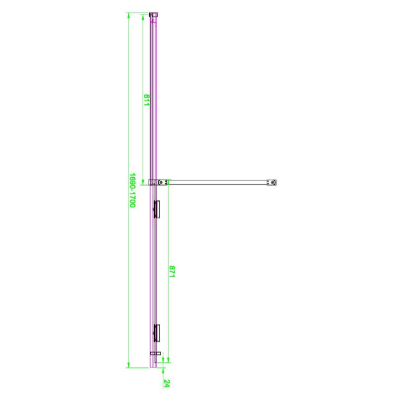 Scudo S8 Momentum 1700mm Gunmetal Sliding Wetroom Panel