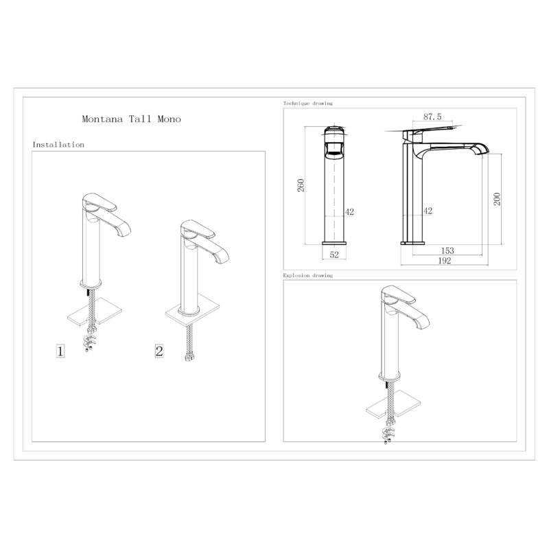 Scudo Montana Tall Mono Basin Mixer Tap Brushed Brass