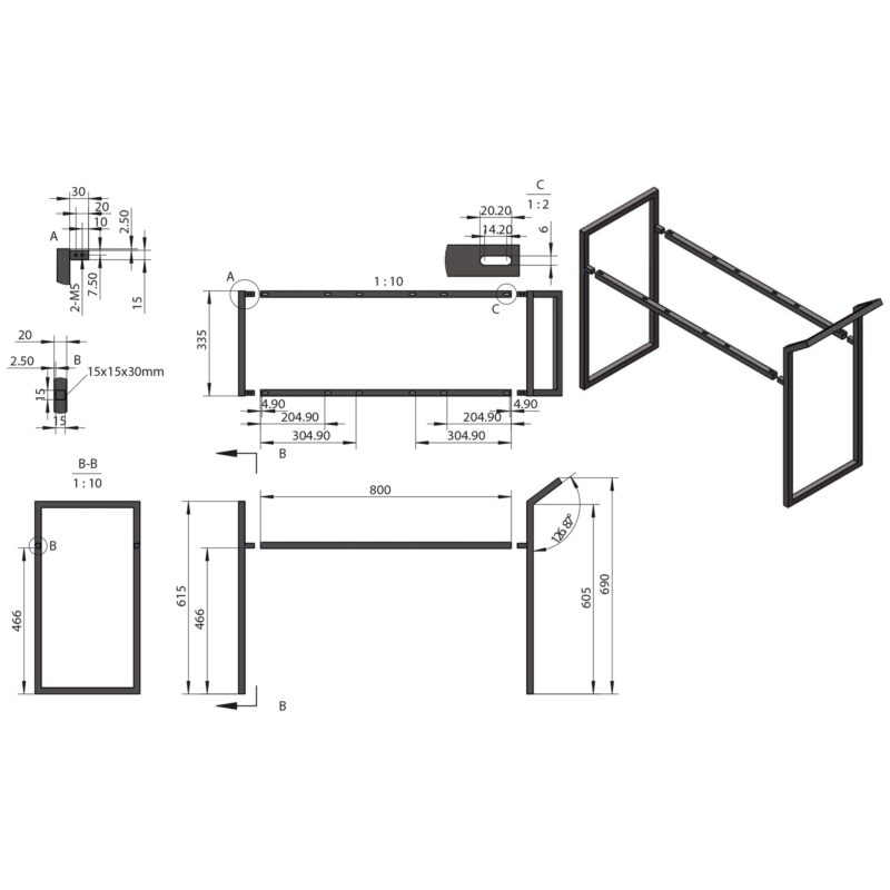 Scudo Muro Black Universal Frame for Muro 500/600/800mm