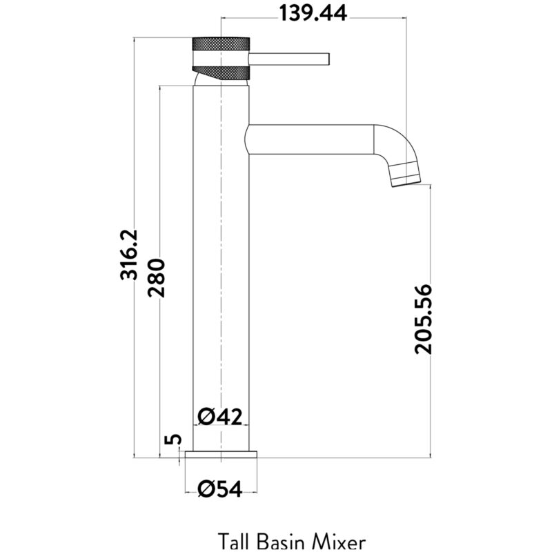 Scudo Core Tall Mono Basin Mixer Tap Black