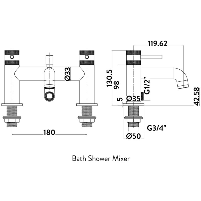Scudo Core Bath Shower Mixer Tap Chrome