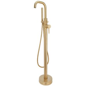 Scudo Core Freestanding Bath Shower Mixer Tap Brushed Brass