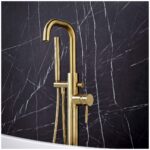 Scudo Core Freestanding Bath Shower Mixer Tap Brushed Brass