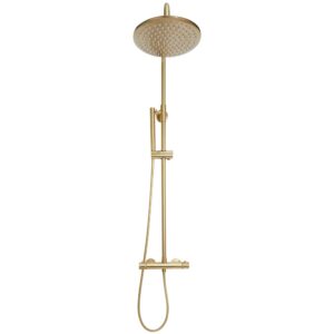 Scudo Core Round Brushed Brass Bar Shower with Rigid Riser