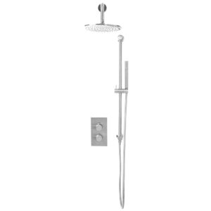 Scudo Core Round Chrome Concealed Shower Set with Slide Rail & Fixed Head