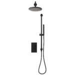 Scudo Core Round Black Concealed Shower Set with Fixed Head & Slide Rail