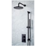 Scudo Core Round Black Concealed Shower Set with Fixed Head & Slide Rail