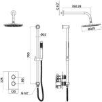 Scudo Core Round Black Concealed Shower Set with Fixed Head & Slide Rail