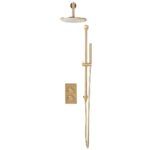 Scudo Core Round Brushed Brass Shower Set with Slide Rail & Fixed Head