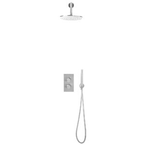 Scudo Core Round Chrome Concealed Shower Set with Handset & Fixed Head